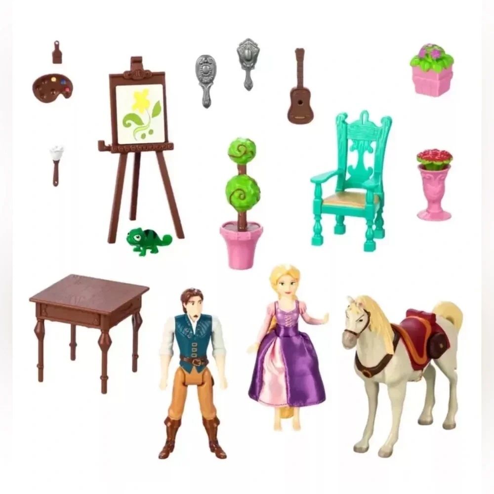Disney Parks Tangled Rapunzel Tower Flynn Maximus 19 Piece Playset NEW